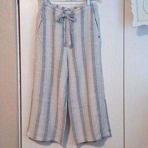 VOLCOM Womens Elastic/Drawstring Vertical stripe wide leg pants. SZ. S 4/6